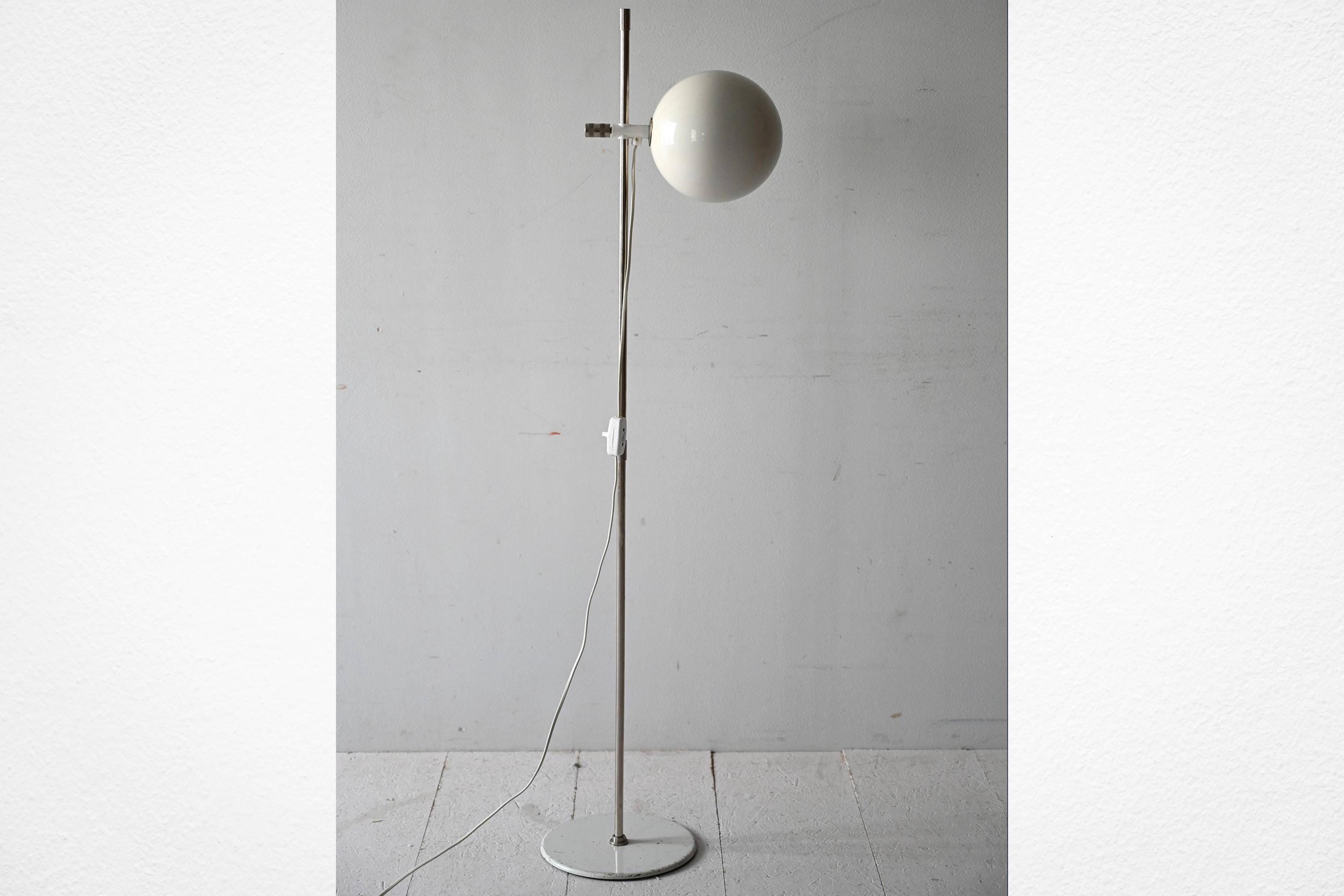 Vintage Scandinavian Adjustable Chrome Floor Lamp – 1960s/70s Industrial Style Spotlight Light