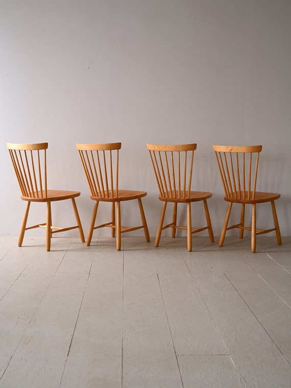 Set of 4 Carl Malmsten 'lilla Aland' Vintage Scandinavian Dining