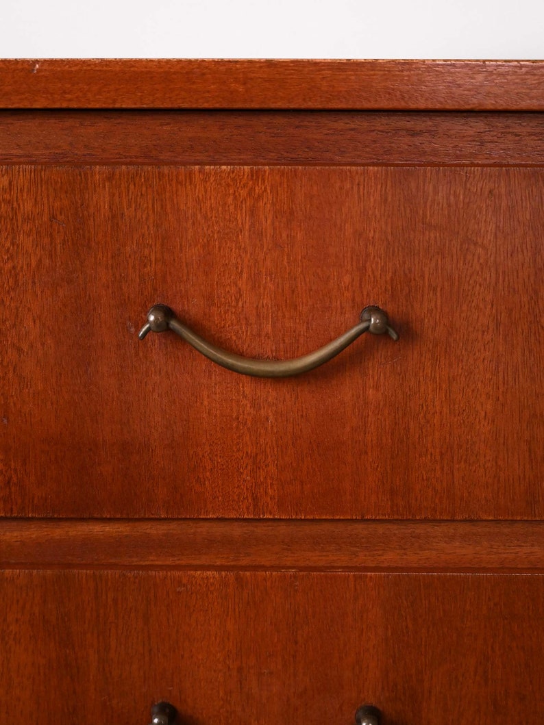 Vintage Mahogany Chest of Drawers with Metal Handles Mid-Century Scandinavian Design image 6