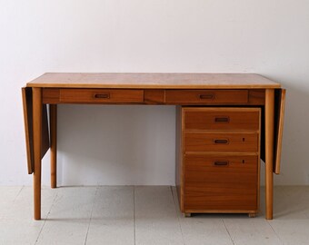 Vintage Teak Writing Desk with Drawer by Nils Jonsson - 1960s Retro Scandinavian Office Furniture