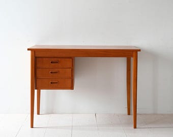 Vintage Scandinavian Teak Desk with Three Drawers – 1950s/60s