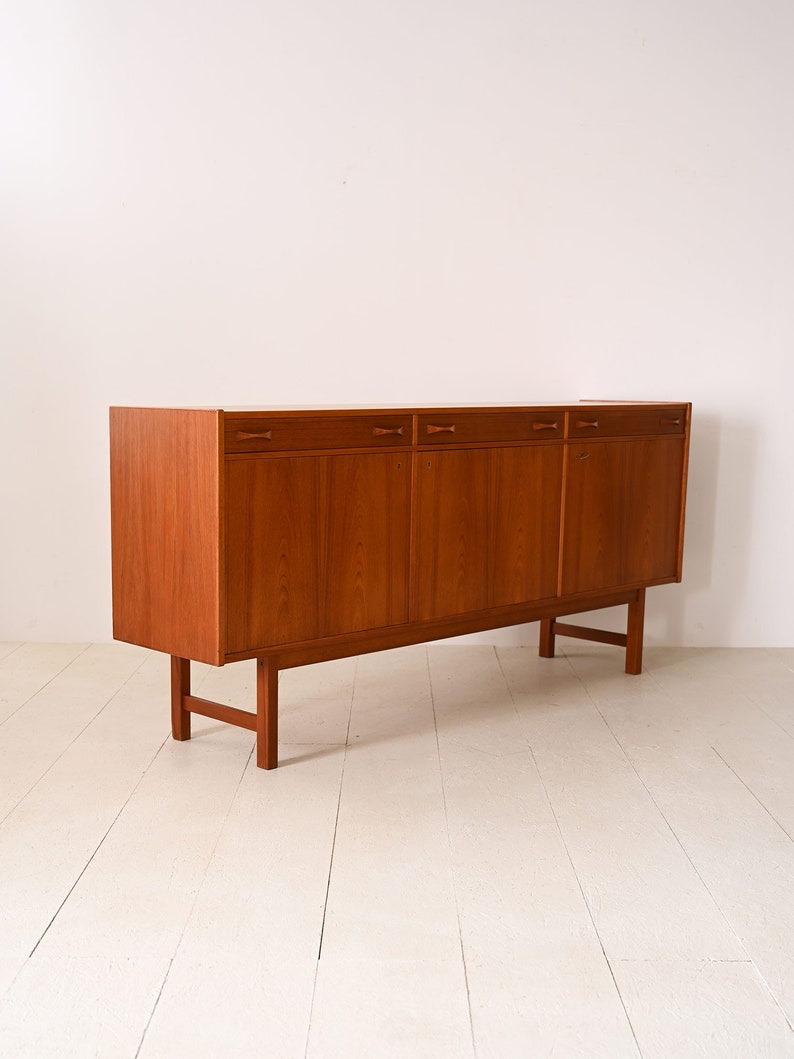 Vintage Scandinavian Teak Sideboard with Doors and Drawers image 5