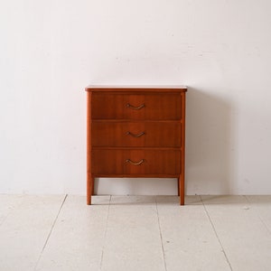 Vintage Mahogany Chest of Drawers with Metal Handles Mid-Century Scandinavian Design image 2