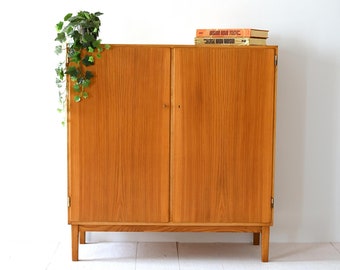 Vintage Scandinavian Teak Sideboard with Locking Doors, Mid-Century Modern Sideboard with Shelves