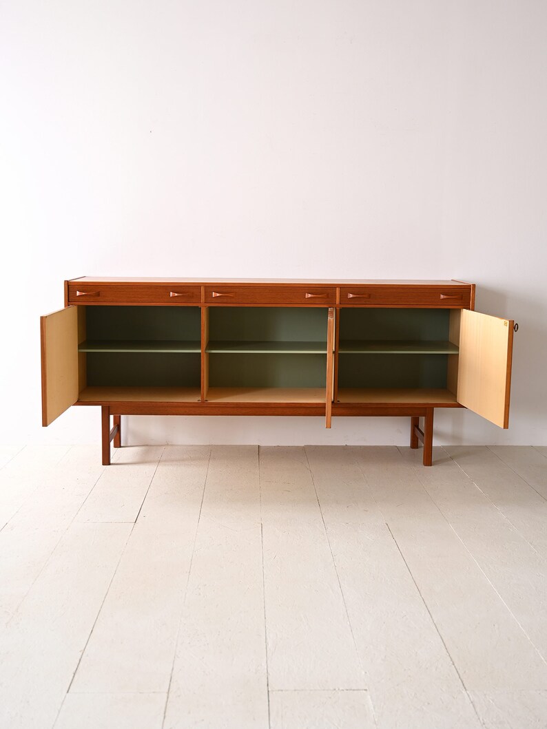 Vintage Scandinavian Teak Sideboard with Doors and Drawers image 3