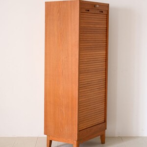 Vintage Danish Oak Roll-Top Filing Cabinet Mid-Century Modern Storage image 7