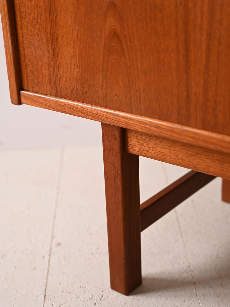 Vintage Scandinavian Teak Sideboard with Doors and Drawers image 9