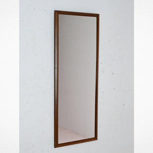 Vintage Scandinavian Rectangular Oak Mirror – Minimalist Mid-Century Wall Mirror