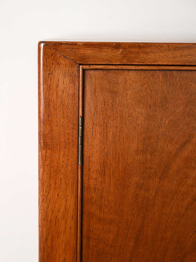 Vintage 1940s Walnut Sideboard with Metal Handles Scandinavian Elegance image 9