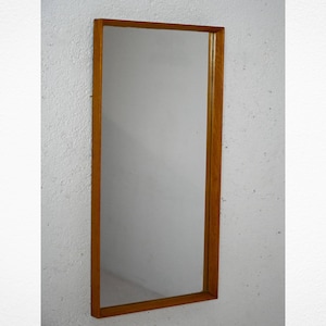 Vintage Scandinavian Oak Wall Mirror – Minimalist Nordic Wooden Frame