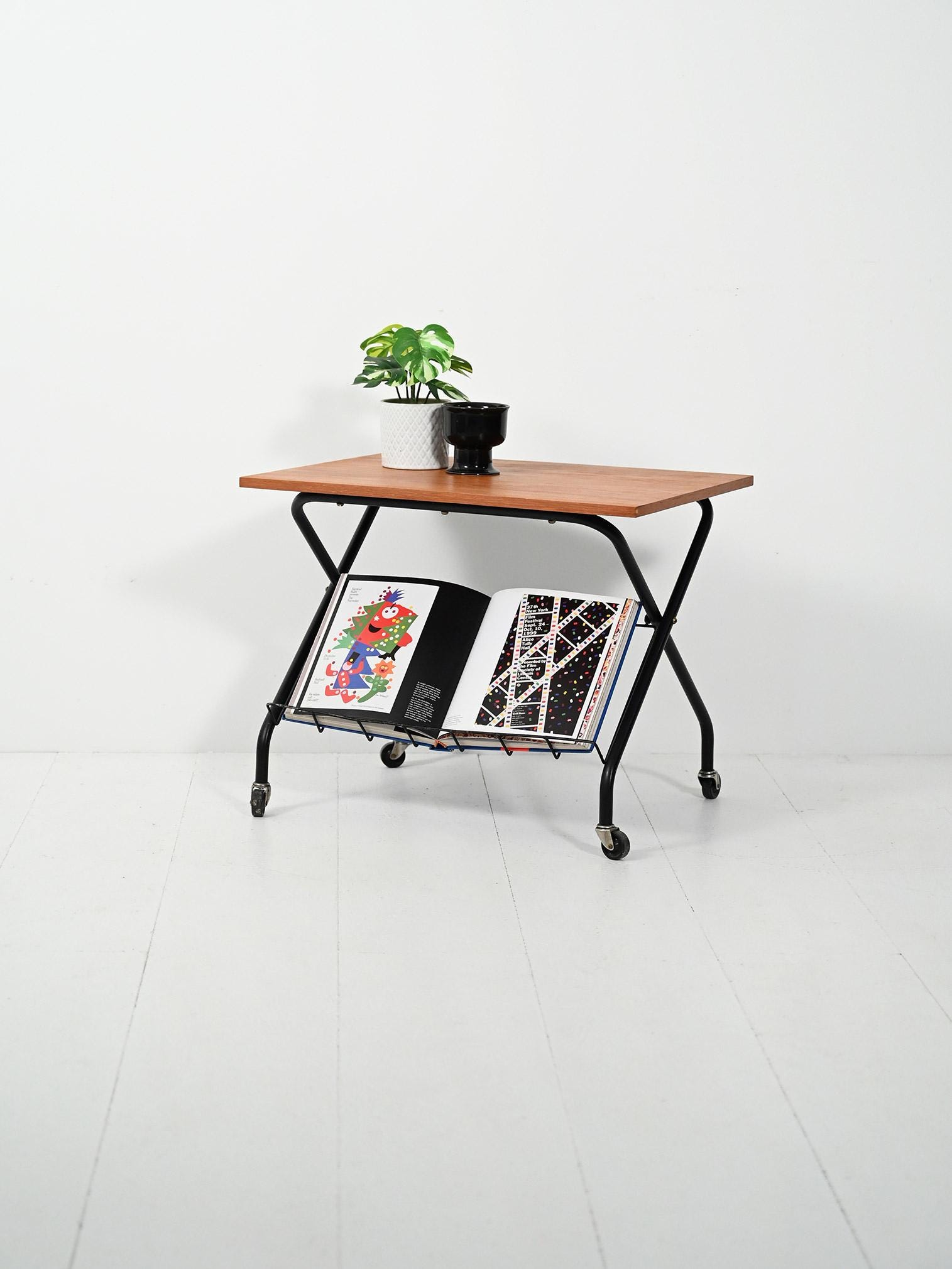 1960s–70s Scandinavian Teak Coffee Table With Magazine Rack and X