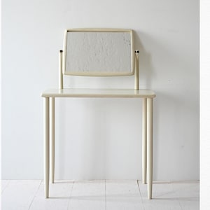 1960s Vintage Wooden Vanity with Adjustable Mirror, White Painted Dressing Table