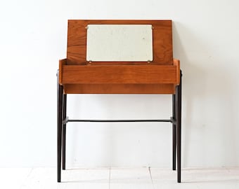 Vintage Scandinavian Teak Lift-Top Table with Storage Compartment, 1960s Entryway Console