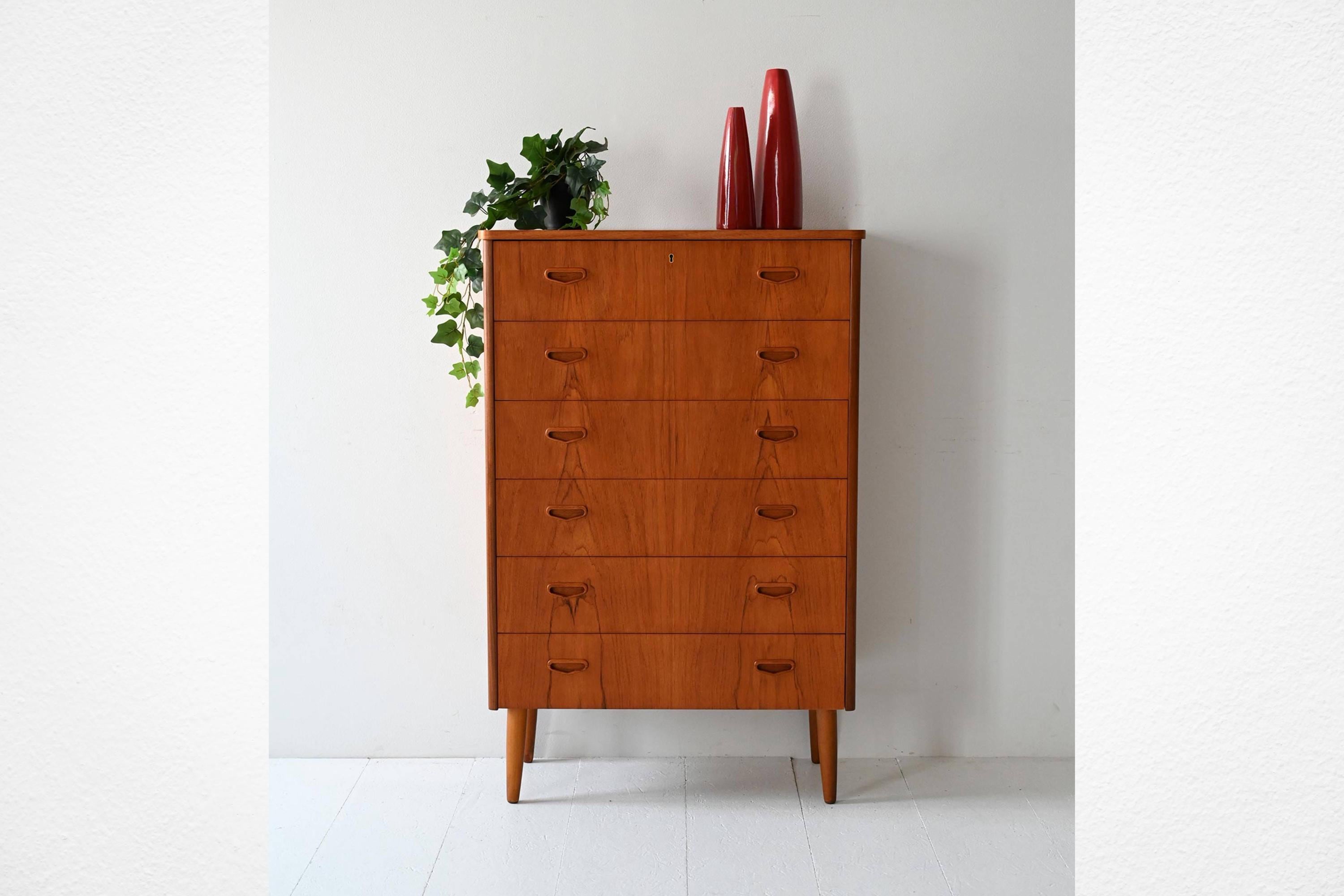 Vintage Scandinavian Teak Chest of Drawers, 1950s Danish Mid