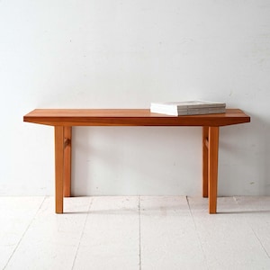 Vintage 1960s Scandinavian Pine Slatted Bench with Minimalist Nordic Design