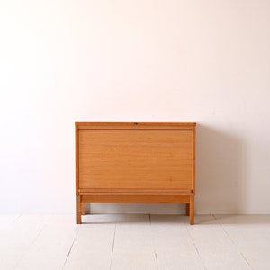 Vintage Oak Office Cabinet with Roll-Top Scandinavian 1960s Charm image 3