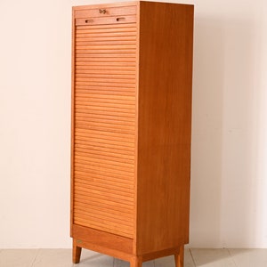 Vintage Danish Oak Roll-Top Filing Cabinet Mid-Century Modern Storage image 4