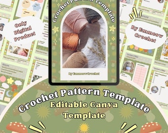 Crochet Pattern Template Sunny the Mushroom Boy / Template Editable in Canva / Printable PDF Template