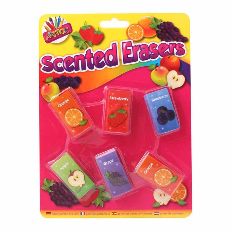 Artbox Novelty Fruit Scented Erasers 6 Pack Blister Packed Etsy
