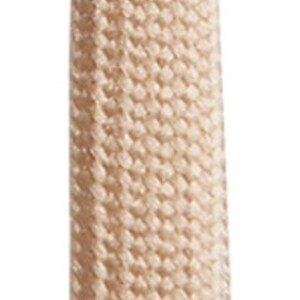 May include: A close-up of a beige elastic band, often used for sewing or crafts.