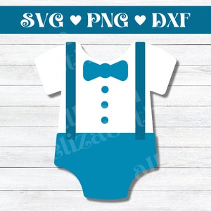 Little Man Bowtie Onesie Shape Cut File SVG PNG DXF | Baby Clothes Design for Crafts and Banners | Little Man Baby Shower