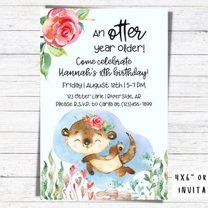 Adorable Otter Birthday Party Invitation | Printable Party Invitation | Girls Birthday Party | Fun Birthday Party for Kids