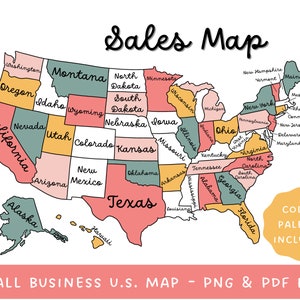 United States Sales Map - Coloring Page to Color in Procreate, Printable Map, Track Your Sales, Etsy Sales Tracker, Color in Sales