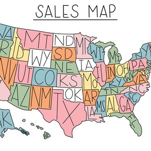 United States Sales Map - Coloring Page to Color in Procreate, Printable Map, Track Your Sales, Etsy Sales Tracker, Color in US States