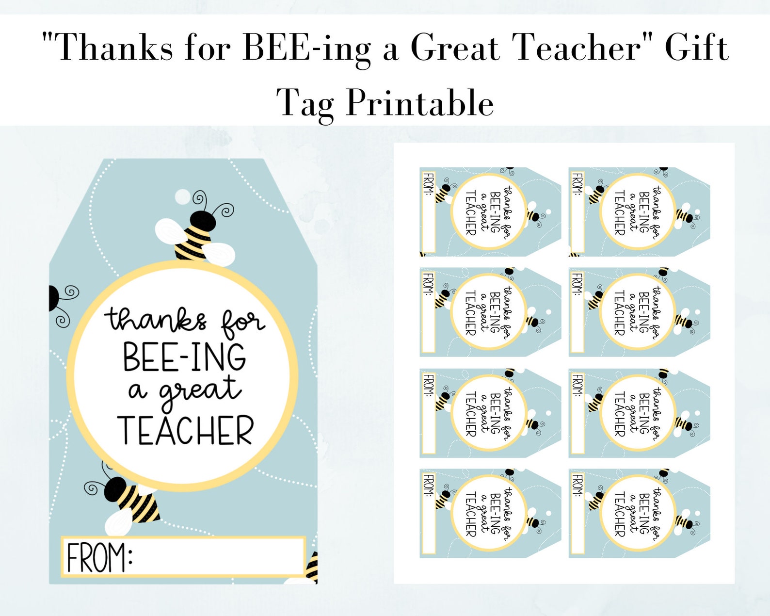 Thanks for Bee-ing a Great Teacher Printable Gift Tag for - Etsy