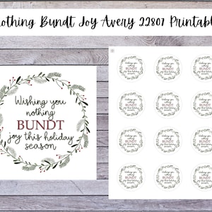 Wishing You Nothing Bundt Joy Avery 22807 2&quot; Circle Template Tags/Stickers (Christmas, Holidays, Bundt, Bundt Cake, Gift, Printable, Friend)