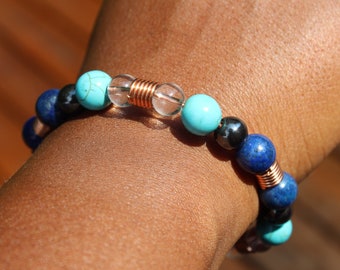 ZAIRE - Beaded Crystal & Copper Bracelet