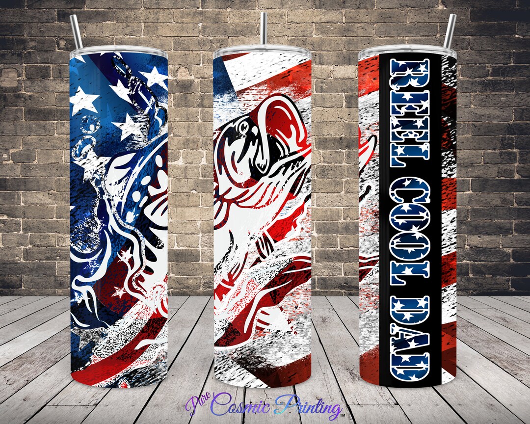 Reel Cool Dad American Flag With Fish Tumbler - Etsy