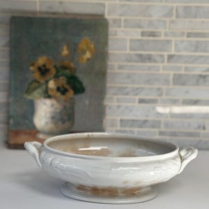 Antique, Footed Ironstone Tureen with Handles, Alfred Meakin, England, Old Antique Ironstone, European Farmhouse Decor, Cottage Decor