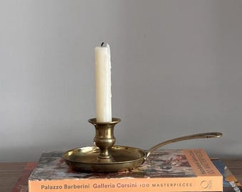 Antique Brass Candlestick Holder With Handle