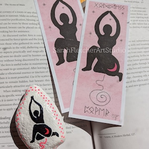 Moon Goddess Bookmark Spiral Runes Goddess Power Stars Dot Work From Original Watercolour Artwork Infinity Universe Pagan Crescent Moon
