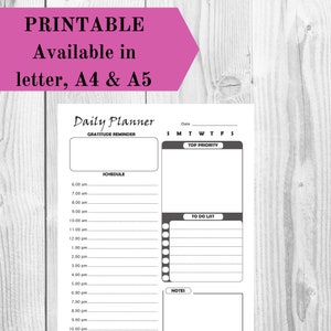 Daily Planner,Day Planner,Productivity Planner,Work Planner,A4A5 planner insert,US Letter Planner Insert, Printable Planner,Instant Download
