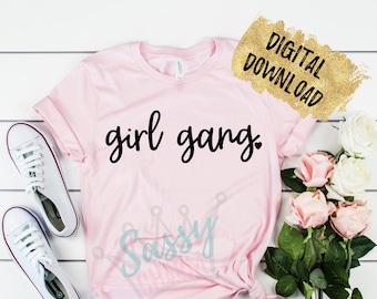 Mädchen Bande - Shirt Becher Aufkleber SVG - Hand beschriftet geschnitten Datei - Instant Download