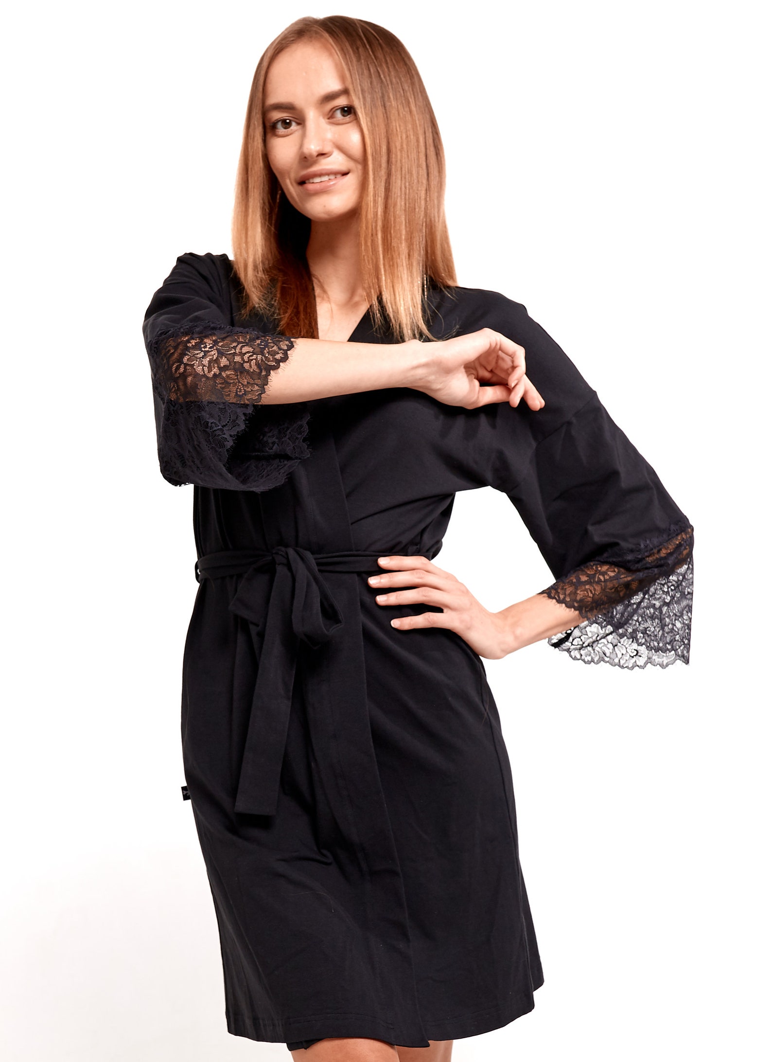 Black Cotton Kimono Robe Honeymoon Robe. Yan Yenz Etsy