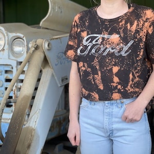 Vintage Ford Logo Tee | Acid Wash Ford Tee | Bleach Tie Dye Ford T Shirt | Vintage Ford Tee