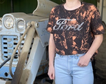 Vintage Ford Logo Tee | Acid Wash Ford Tee | Bleach Tie Dye Ford T Shirt | Vintage Ford Tee