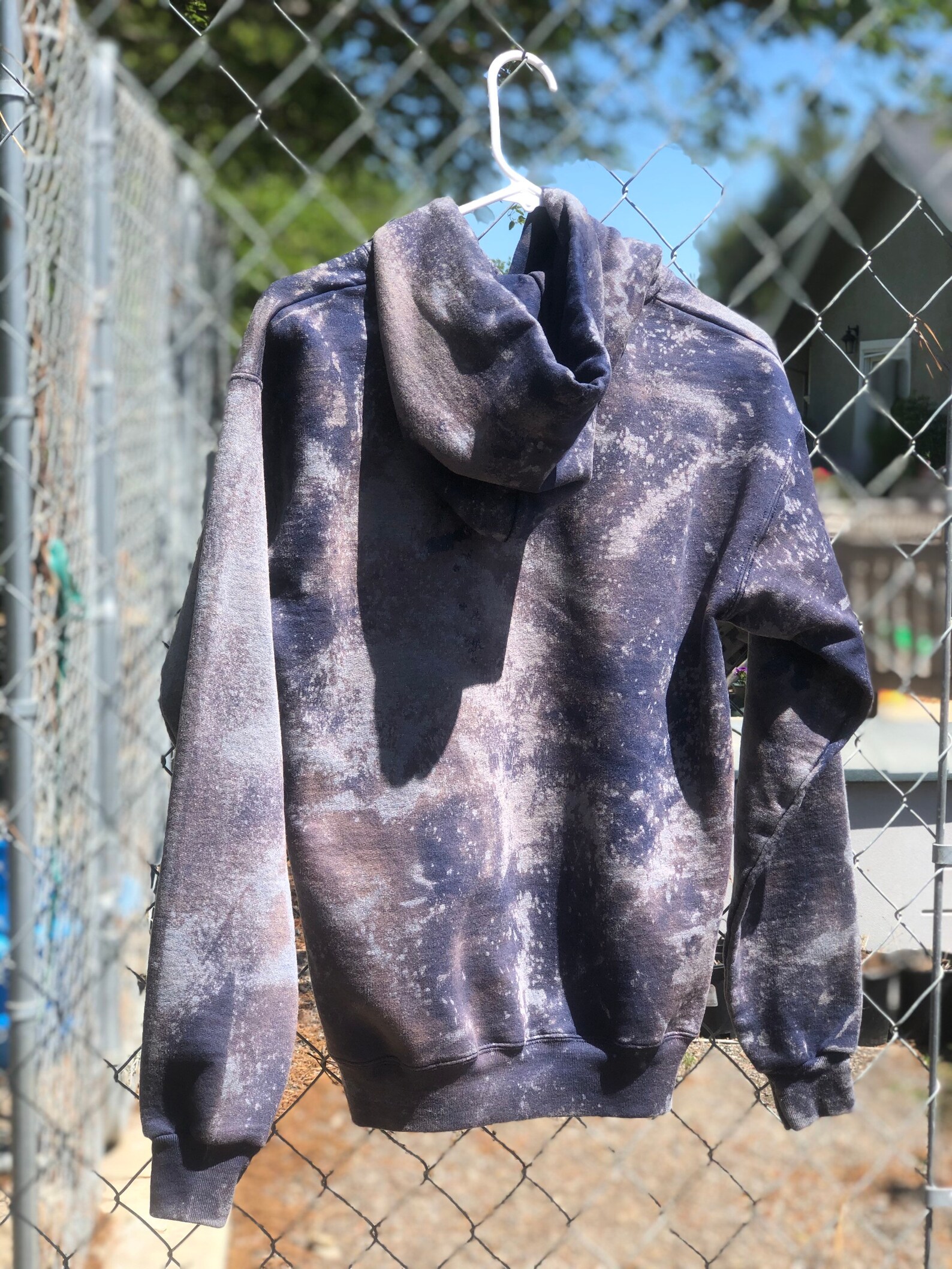 Blue Acid Wash Hoodie Bleach Hoodie Etsy
