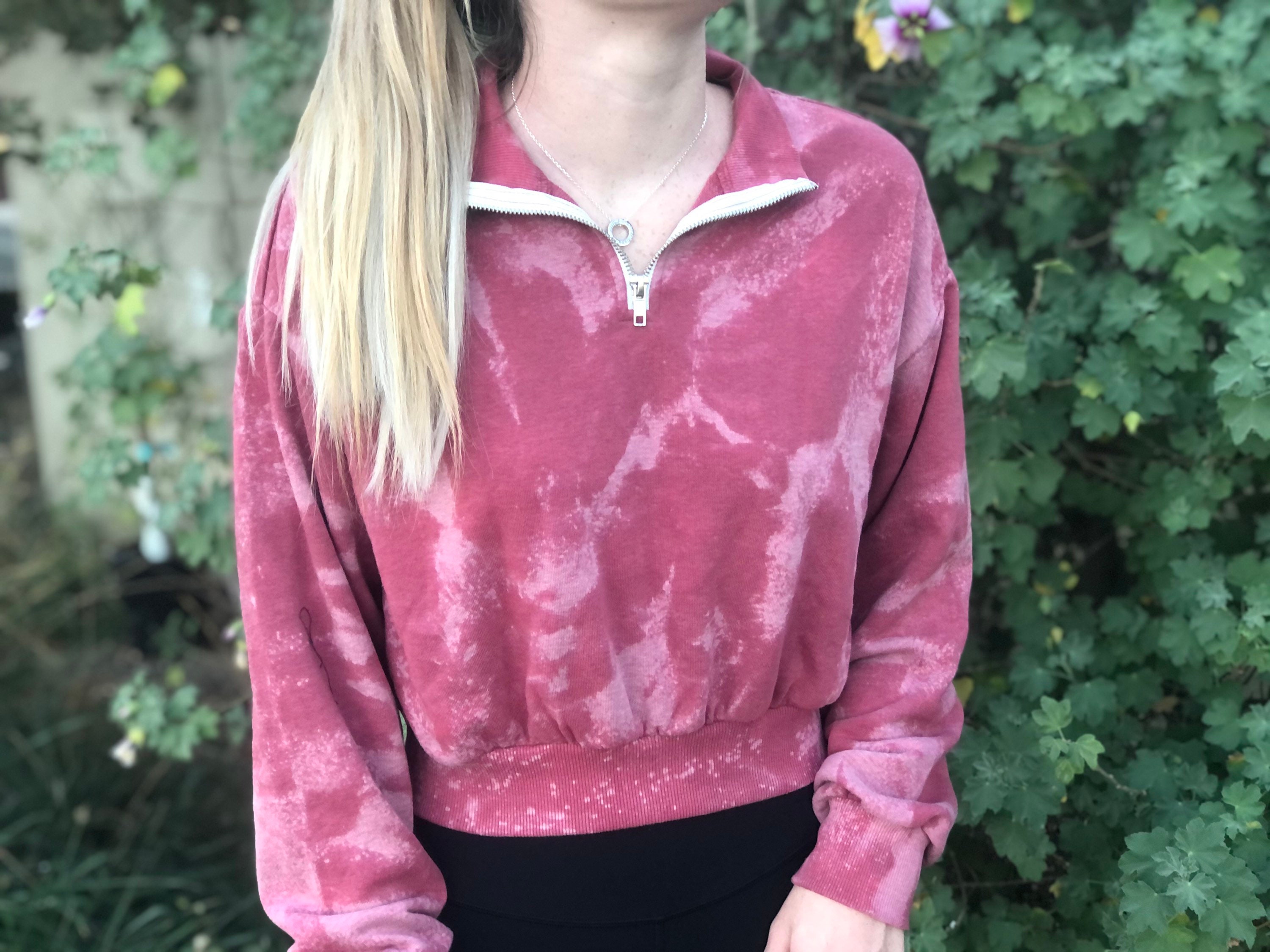 Mauve Acid Wash 1 4 Zip Bleach Crop Zip Up Bleach Zip Up Etsy