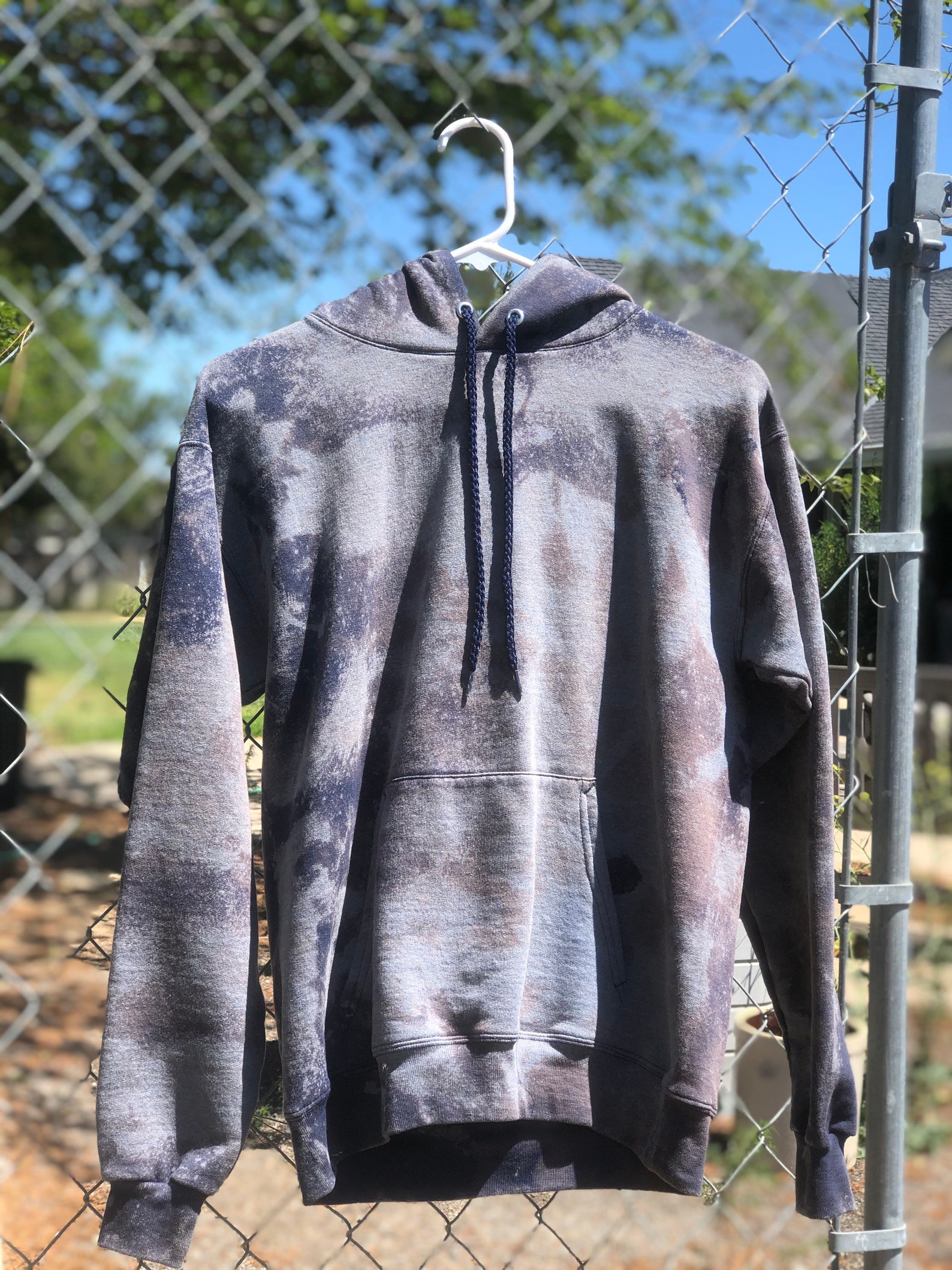 Blue Acid Wash Hoodie Bleach Hoodie | Etsy