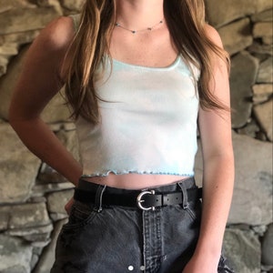 Blue Tie Dye Tank | Bleach Tie Dye Crop Tank | Blue Crop Tank | Acid Wash Tank
