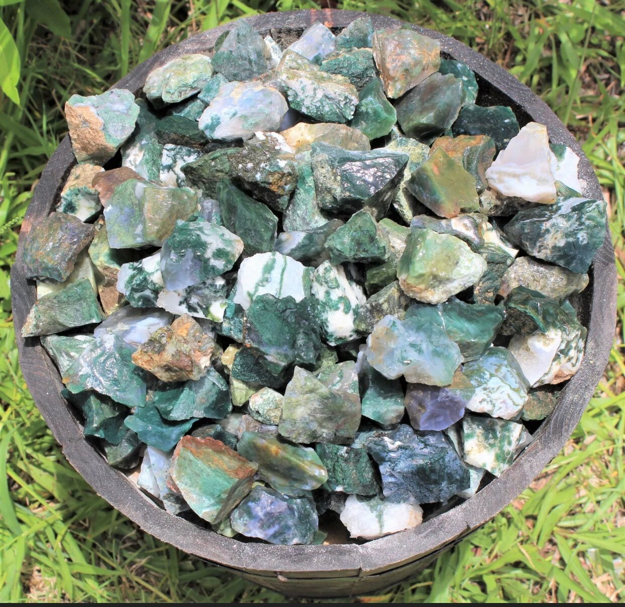 Raw Crystal Moss Agate Pocket Stone 1 Piece Raw Specimen | Etsy