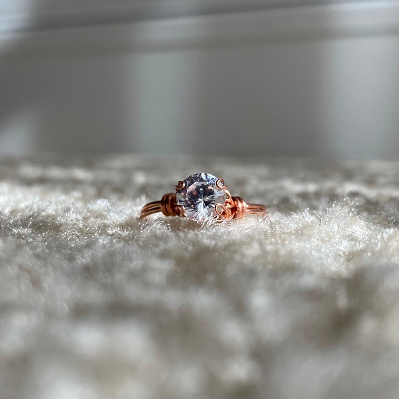 wire wrapped simulated diamond ring