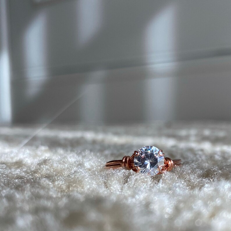 wire wrapped simulated diamond ring