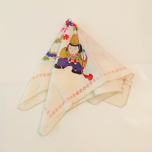 Vintage WW II Silk Japanese Handprinted Hankerchief