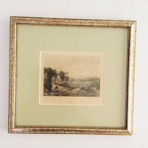 Framed Print\ 1830 Copper Engraving\ Farmhouse