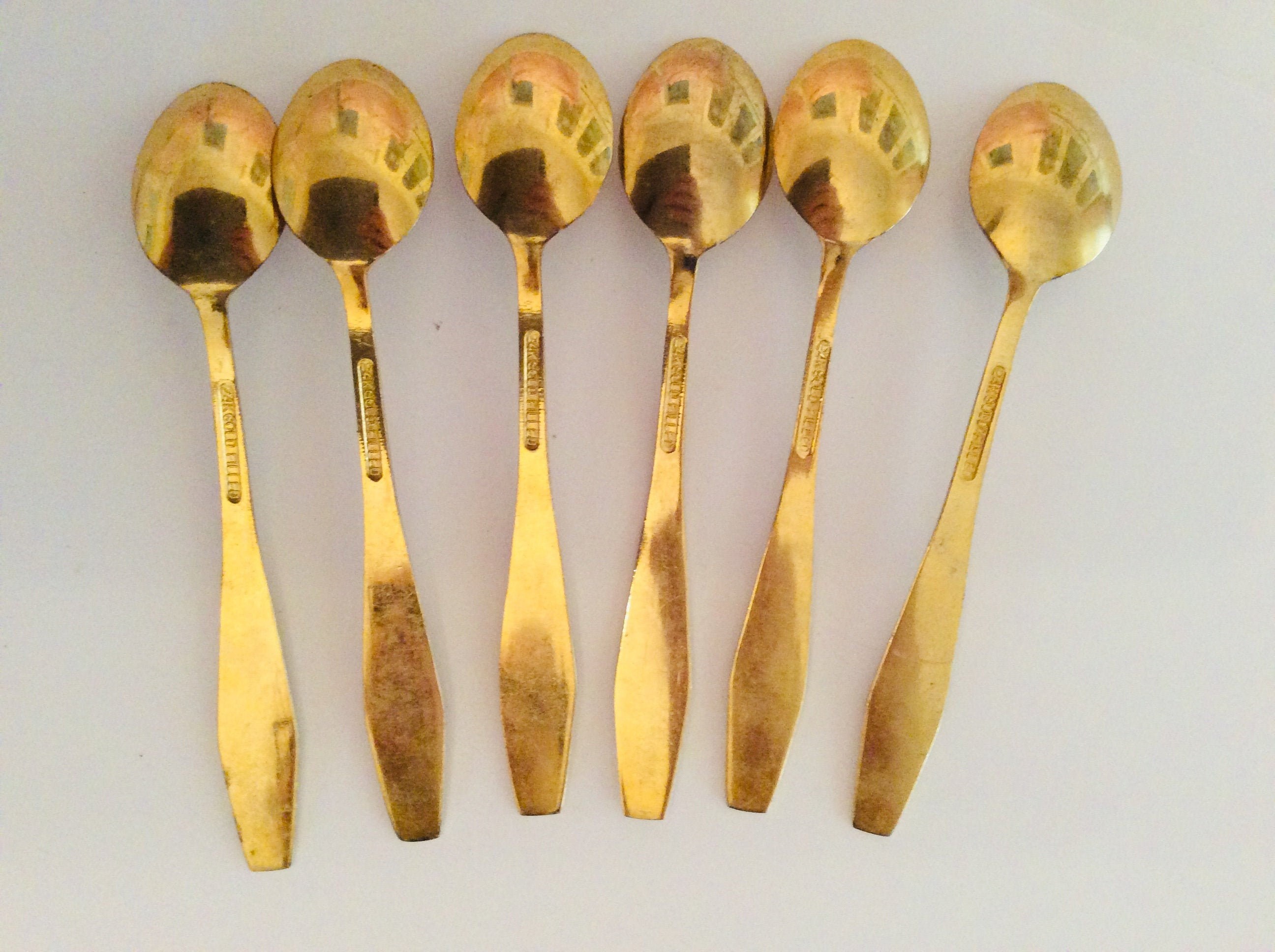 Set of 6 Gold Sugar Spoons with Hieroglyphic Blue Design 24k Etsy